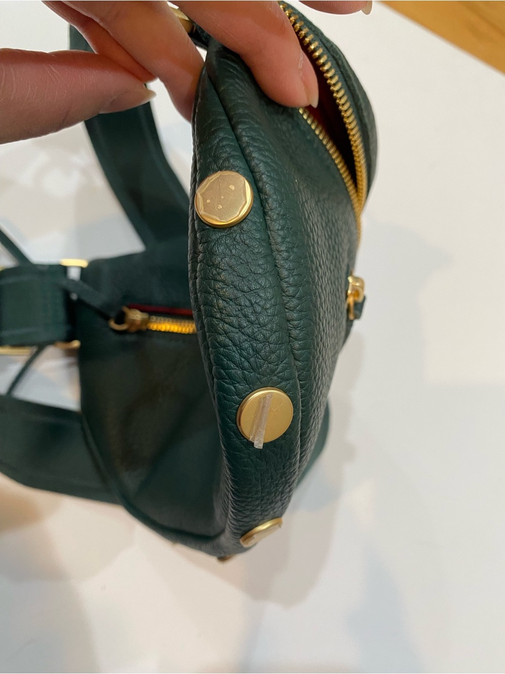 Hammitt Charles Dark Green Leather Crossbody Belt Bag with Gold Hardware Medium - Picture 8 of 9